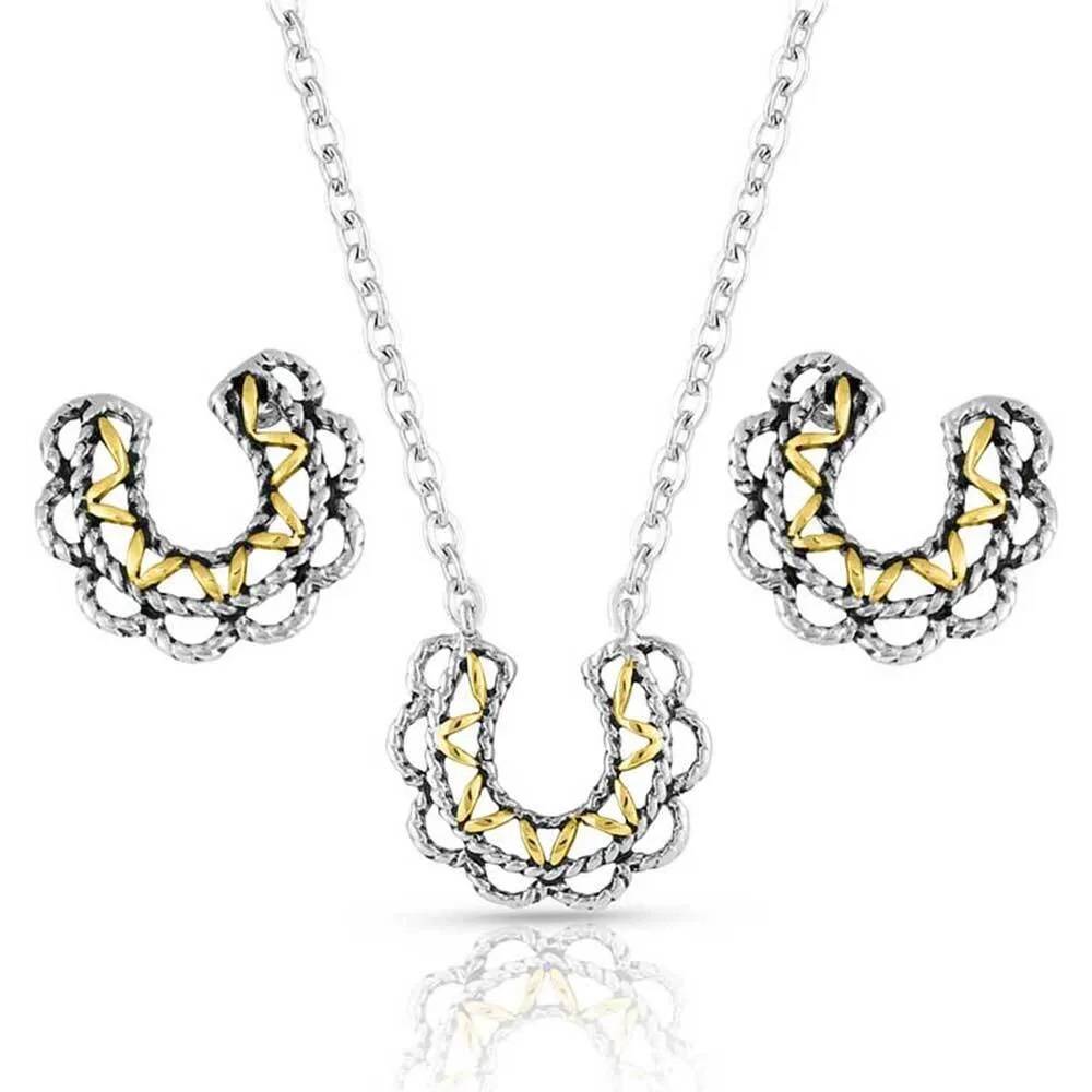 Montana Silversmiths Lucky Montana Gold Horseshoe Jewelry Set