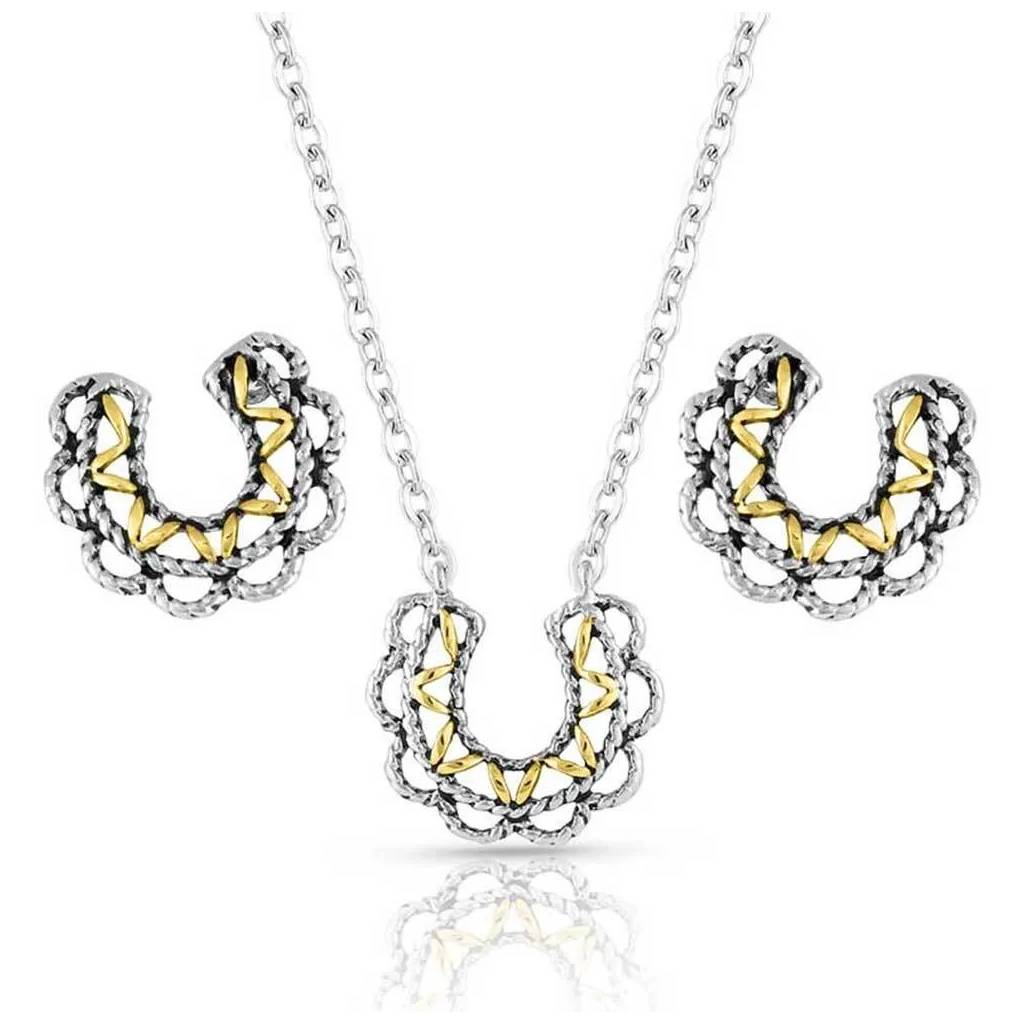 Montana Silversmiths Lucky Montana Gold Horseshoe Jewelry Set