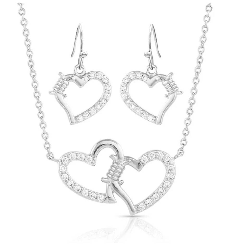 Montana Silversmiths Victory in Love Crystal Barbed Wire Jewelry Set