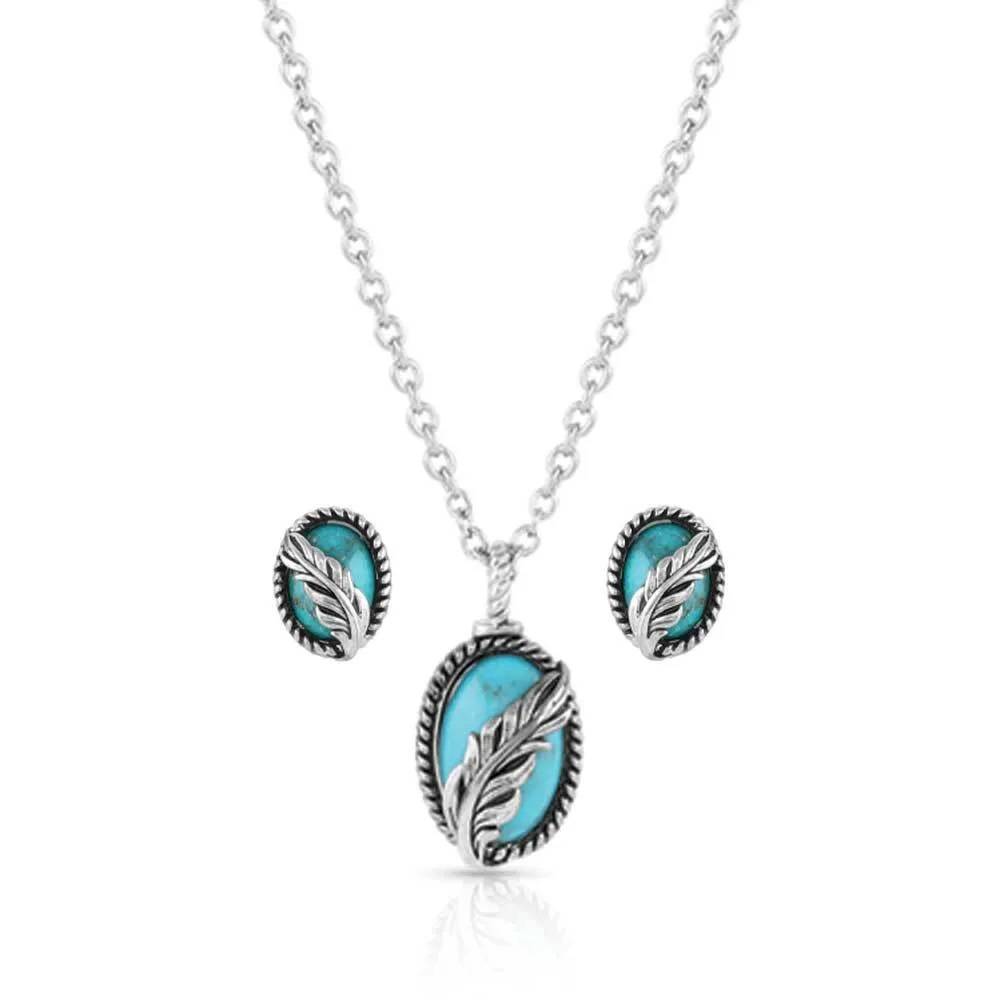 Montana Silversmiths Worlds Feather Turquoise Jewelry Set
