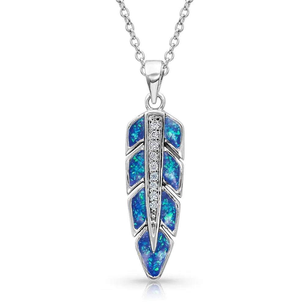 Montana Silversmiths Hawk Feather Opal Necklace
