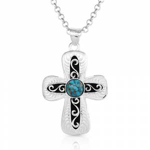 Montana Silversmiths Grounded in Faith Turquoise Cross Necklace