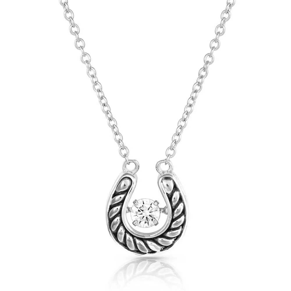 Montana Silversmiths Dancing With Luck Crystal Horseshoe Necklace