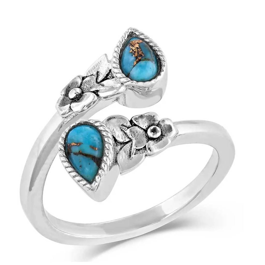 Montana Silversmiths Floral Ancestors Turquoise Wrap Ring
