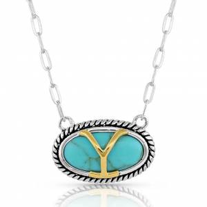 Montana Silversmiths Yellowstone Brand Oval Tuquoise Necklace