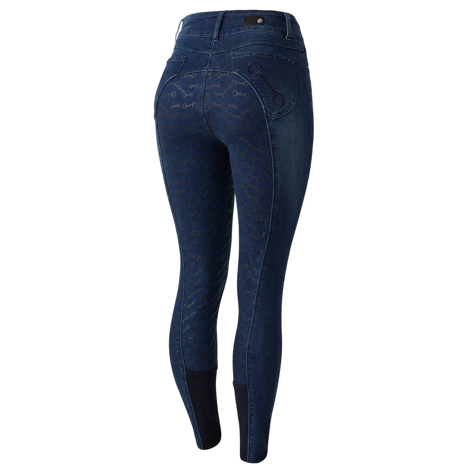 Horze Ladies Kaia Full Grip Denim Breeches with Crystals
