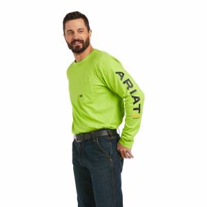 Ariat Mens Rebar Workman Logo T-Shirt - Lime Heather/Black - Medium