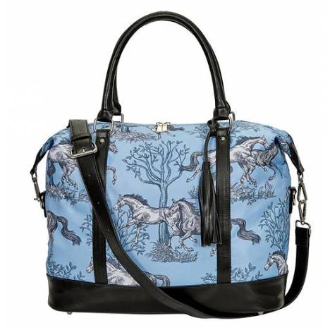 AWST Int'l "Lila" Blue Toile Travel Bag with Tassel