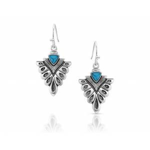 Montana Silversmiths Western Crowned Turquoise Dangle Earrings