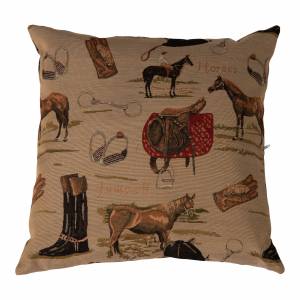Huntley Equestrian English Tapestry Decorative Pillow