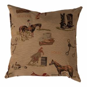 Huntley Equestrian Western Tapestry Decorative Pillow
