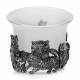 1928 Jewelry Antiqued Cats White Frosted Glass Candle Holder