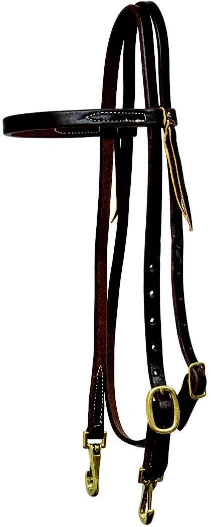 Mustang Browband Headstall Single Solid Brass Buckle with Snap Ends