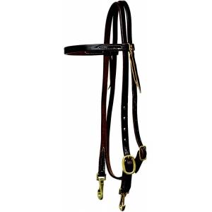 Mustang Browband Headstall Single Solid Brass Buckle with Snap Ends