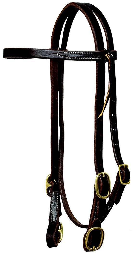 Mustang Browband Headstall with Four Solid Brass Buckles
