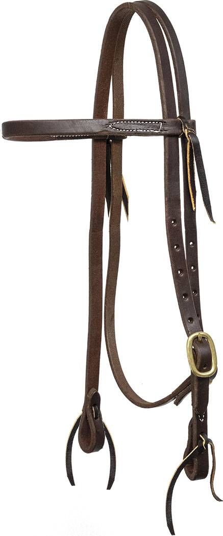 Mustang Browband Headstall Single Solid Brass Buckle with Tie Ends