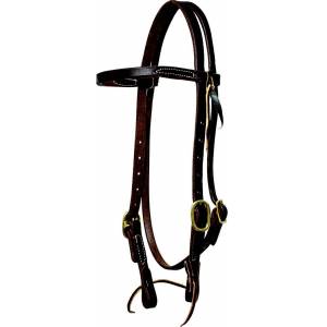 Mustang Browband Headstall Double Solid Brass Buckles with Tie Ends