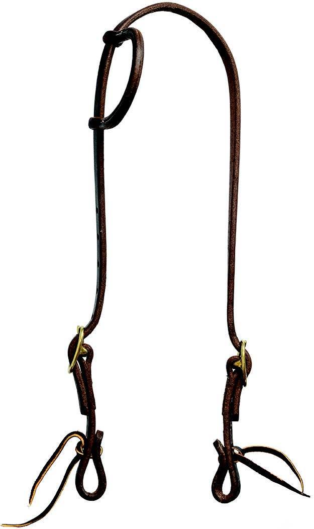 Mustang Slip Ear Headstall Double Solid Brass Buckles with Tie Ends