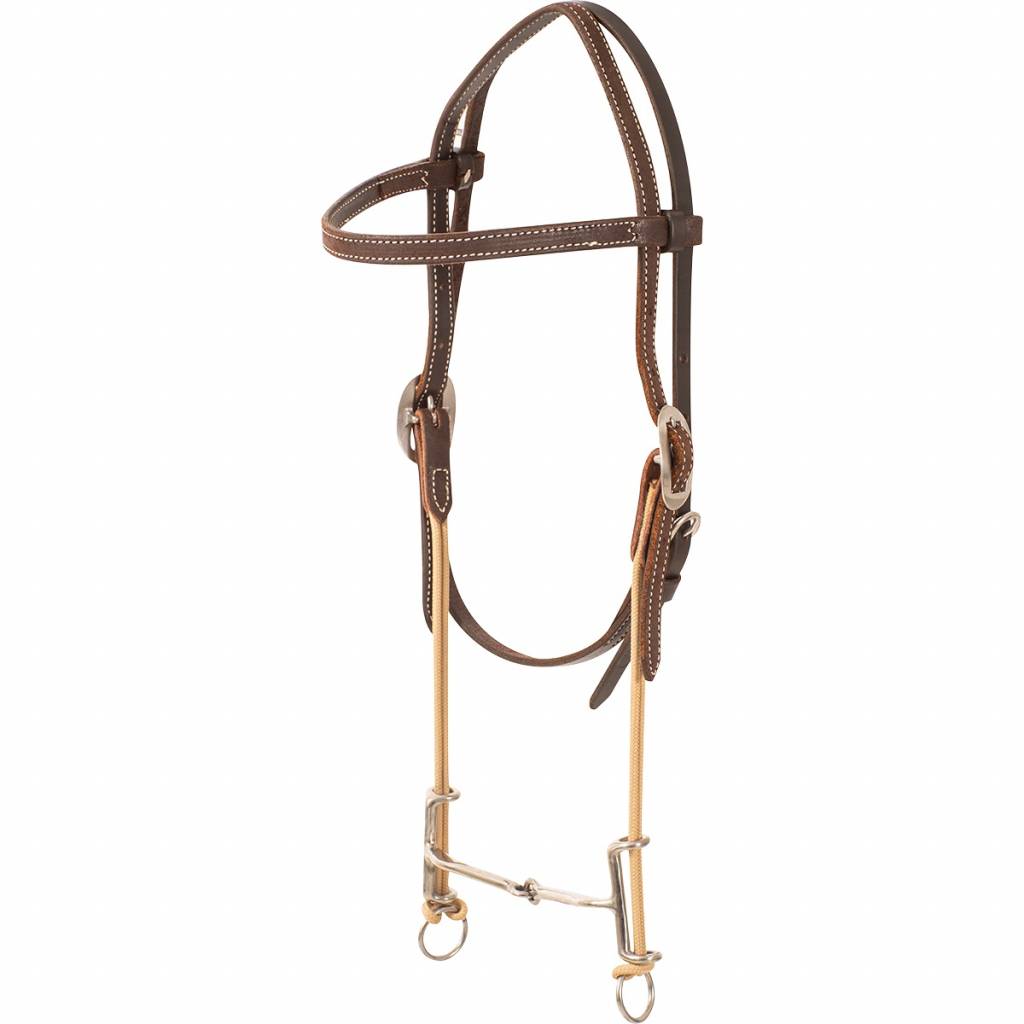 Classic Equine Loomis Browband Headstall and Draw Gag Bit with Smooth Bar