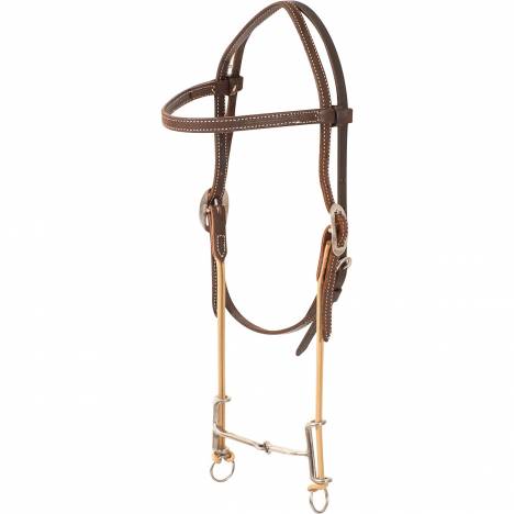 Classic Equine Loomis Browband Headstall and Draw Gag Bit with Smooth Bar
