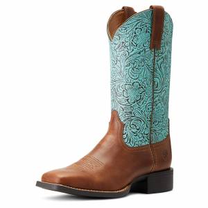 Ariat Ladies Round Up Wide Square Toe Western Boots