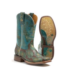 Tin Haul Ladies Feather Peacock Sole Boots