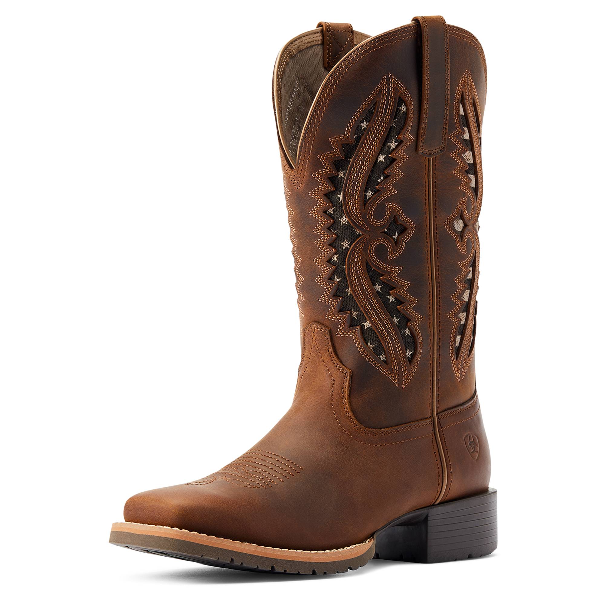 Women's Hybrid Rancher VentTek 360° Cowgirl Boots in Distressed Tan Full-Grain Leather, Size: 6.5 C / Wide by Ariat
