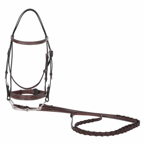 Huntley Sedgwick Leather Fancy Stitch Bridle with Reins