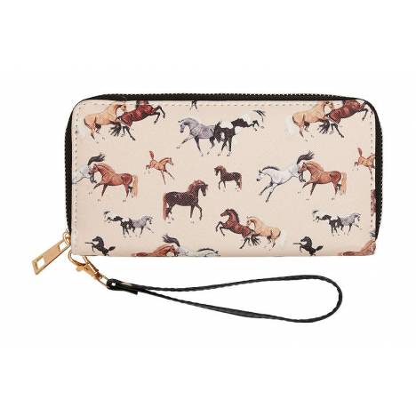 AWST Int'l "Lila" Horses All Over Clutch Wallet