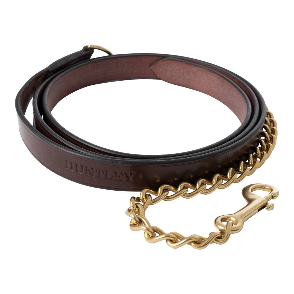 Huntley Fancy Stitched Traditional Leather Lead with Brass chain