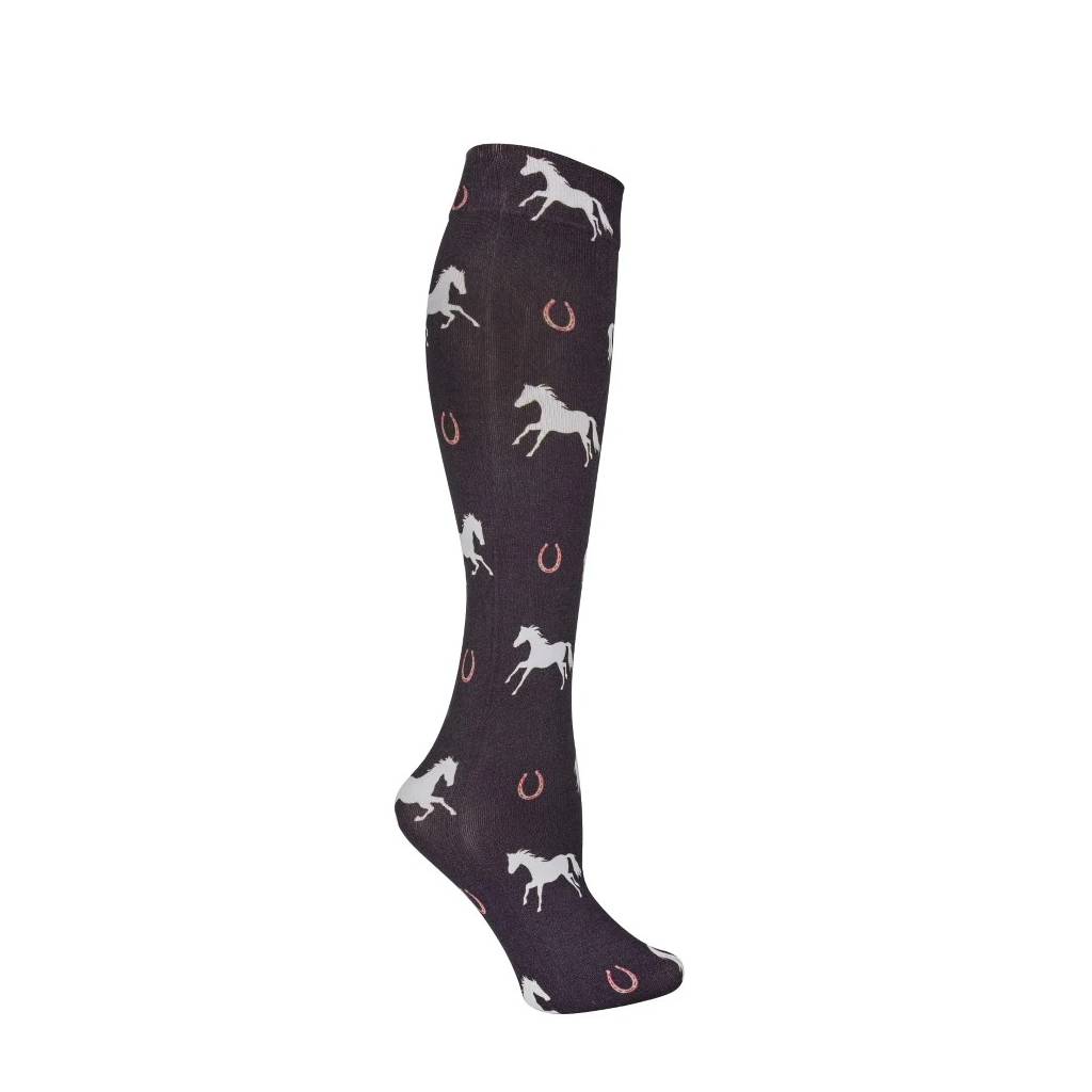 AWST Int'l Ladies Lila Large Horses and Horseshoes Socks