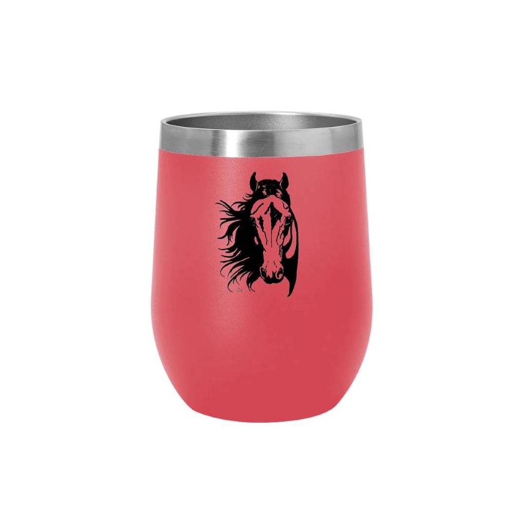 AWST Int'l Lila Horse Head Front Stainless Steel Wine Tumbler with Slide Top