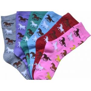 AWST Int'l Ladies Running Ponies Crew Socks - 6 Pack