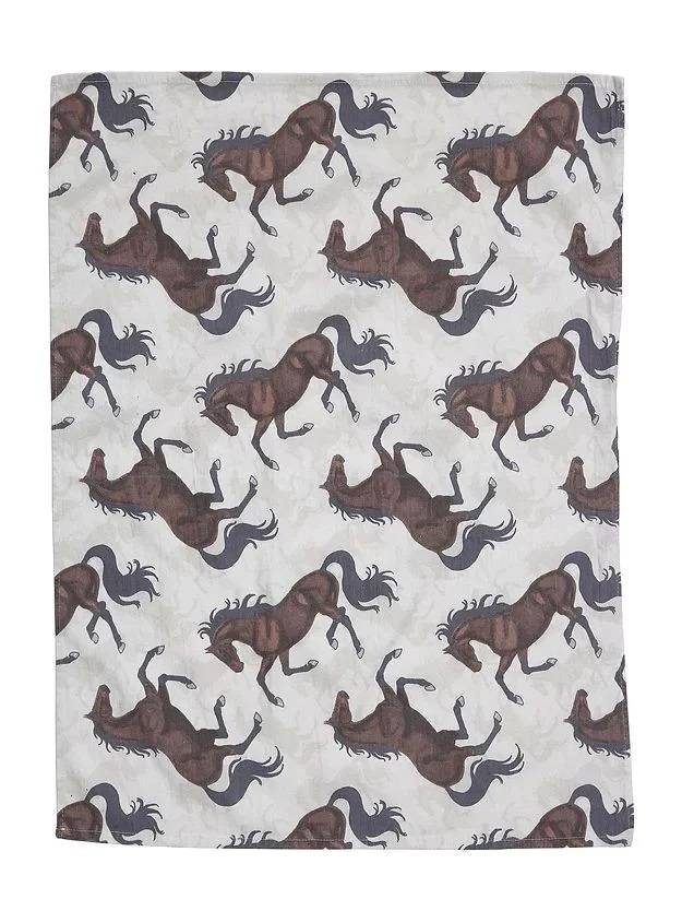 AWST Int'l "Lila" Bay Horses Flour Sack Kitchen Towel