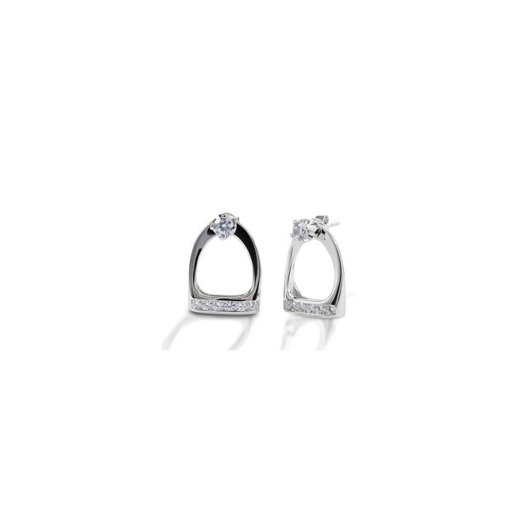 AWST Int'l Sterling Silver & CZ Stirrup Earrings