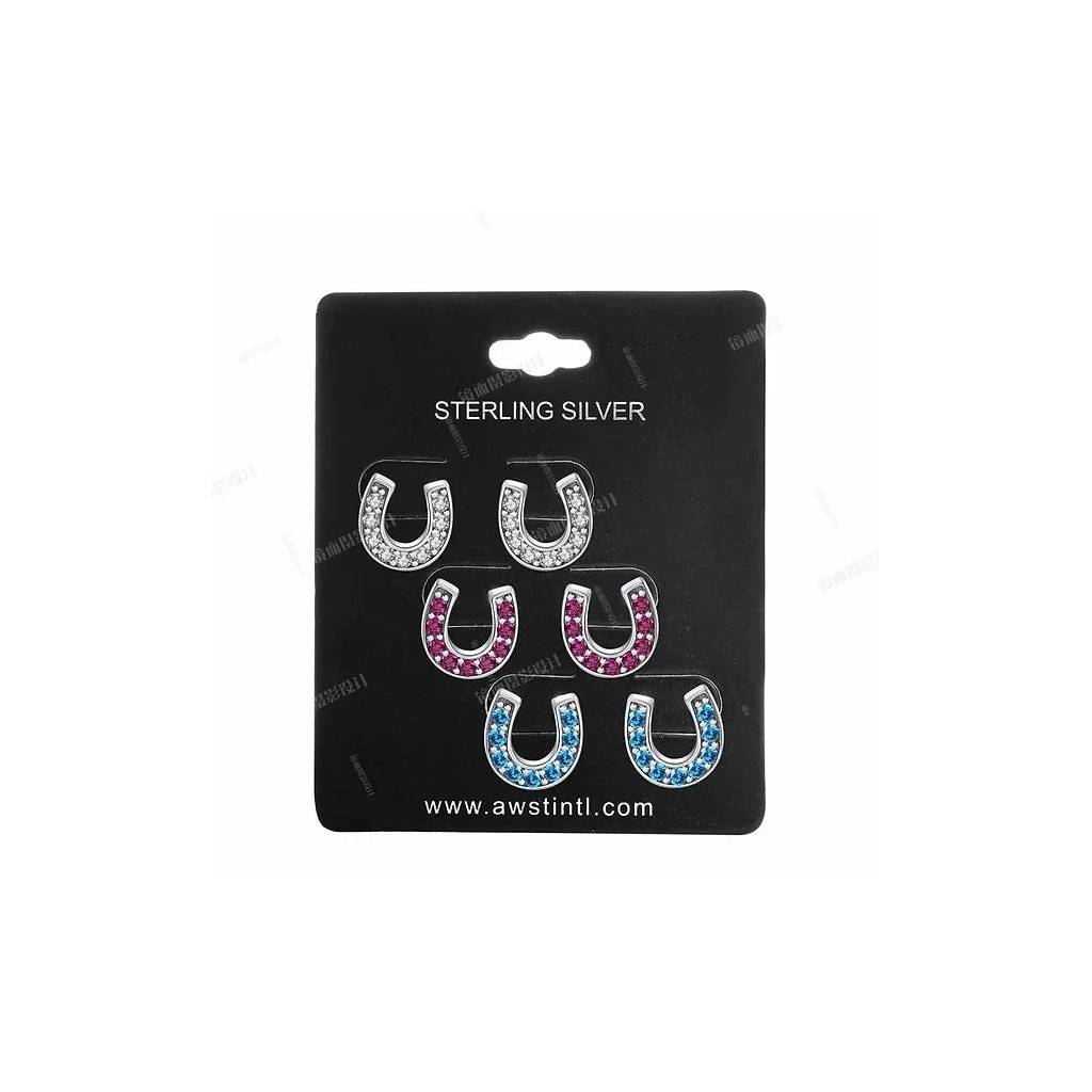 AWST Int'l Crystal Horse Shoes Earrings - Set of 3