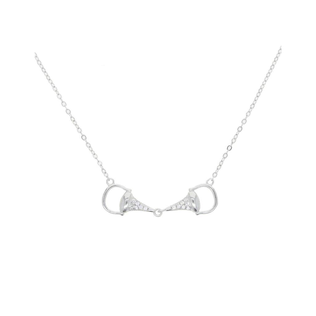 AWST Int'l Sterling Silver & CZ Snaffle Bit Necklace