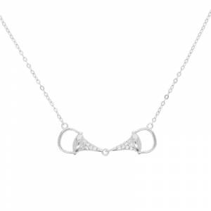 AWST Int'l Sterling Silver & CZ Snaffle Bit Necklace