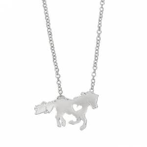 AWST Int'l Pony with Heart Necklace with Horse Head Gift Box