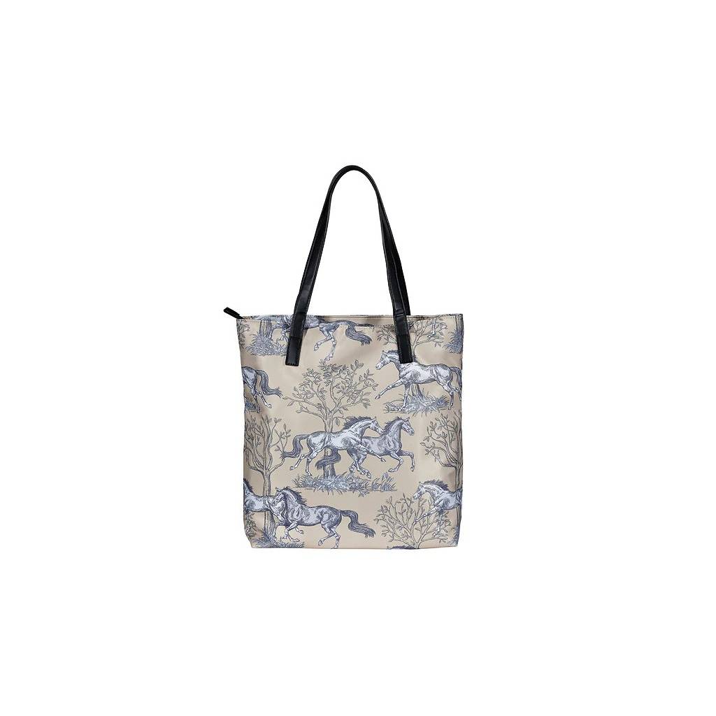 AWST Int'l "Lila" Toile Pattern Tote Bag with Tassel