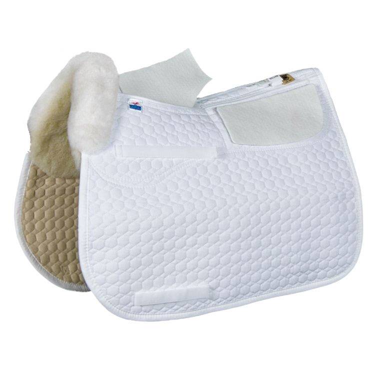 E.A. Mattes Gold Dressage Square Pad with Sheepskin Trim & Shim Pockets