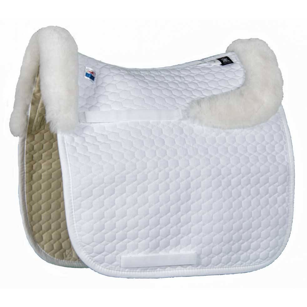 E.A. Mattes Platinum Dressage Square Pad with o Sheepskin Panels with Front/Rear Sheepskin Trim