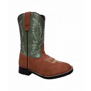 TuffRider Youth Congaree Rounded Toe Western Boot- Tan with  Sage- 4Y