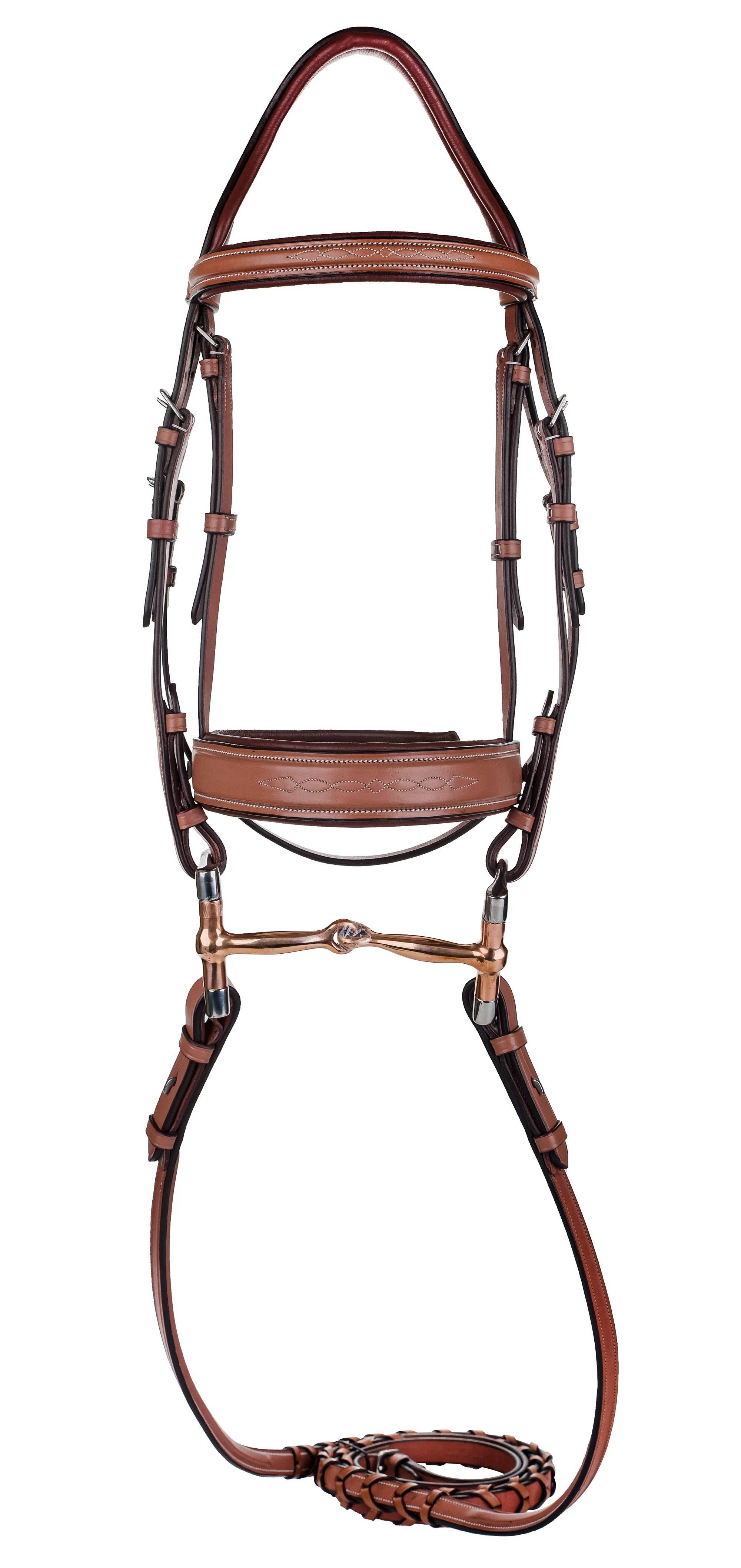 Henri de Rivel Laureate Fancy Stitched Bridle with Wide Caveson and Laced Reins
