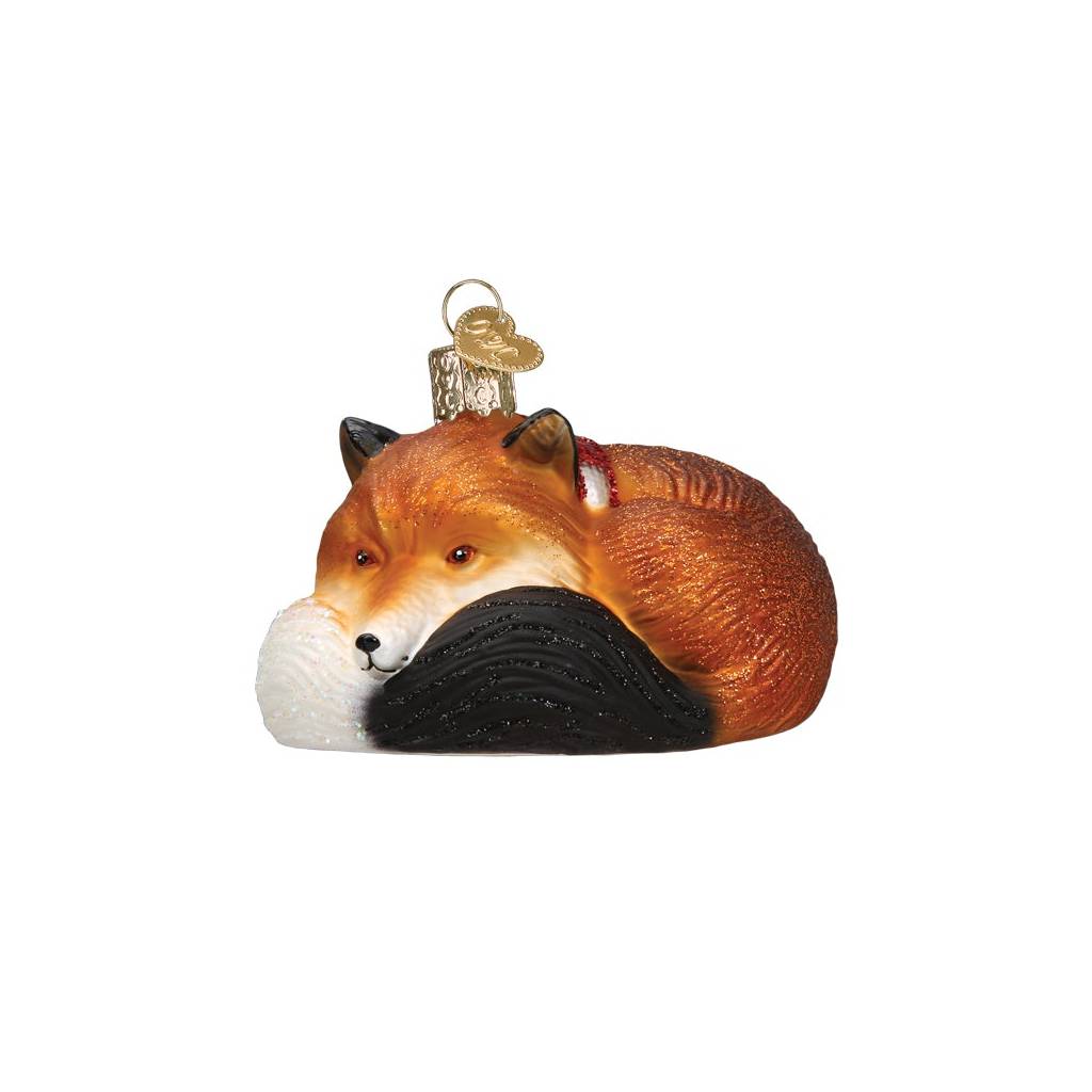 Fox In Scarf Glass Ornament