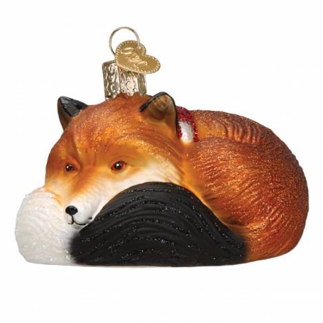 Fox In Scarf Glass Ornament