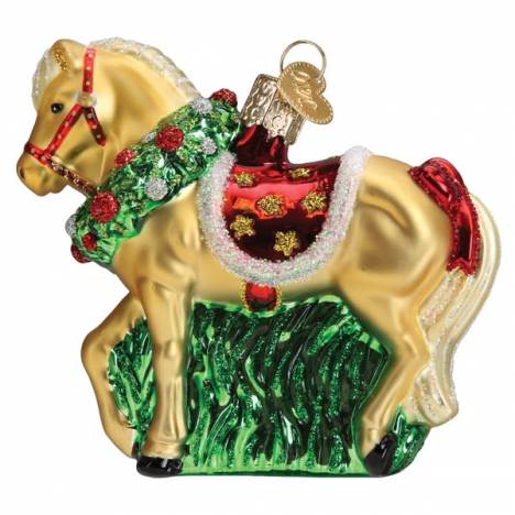 Holiday Horse Glass Ornament