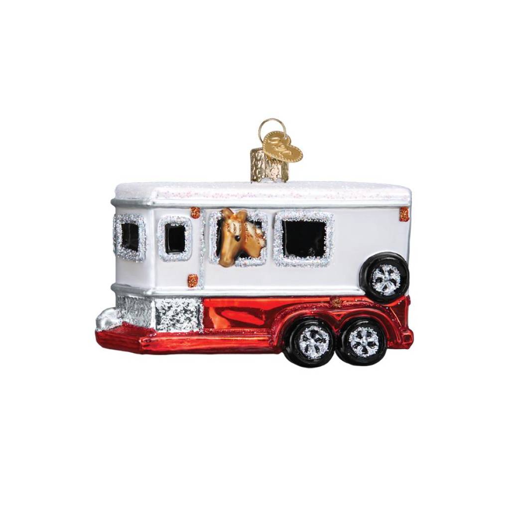 Horse Trailer Glass Ornament