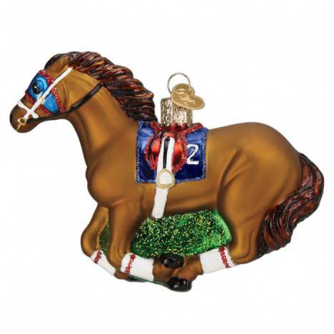 Race Horse Glass Ornament