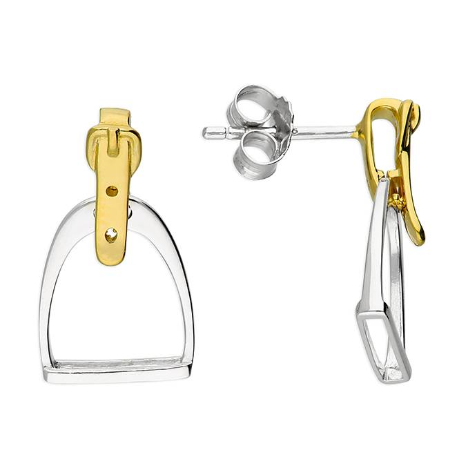 AWST Int'l Two-Tone English Stirrup Earrings